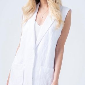 SIR THE LABEL Dalila Long Linen Sleeveless Blazer